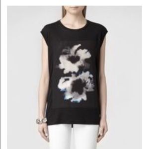 All Saints silk panel floral shirt xs S read